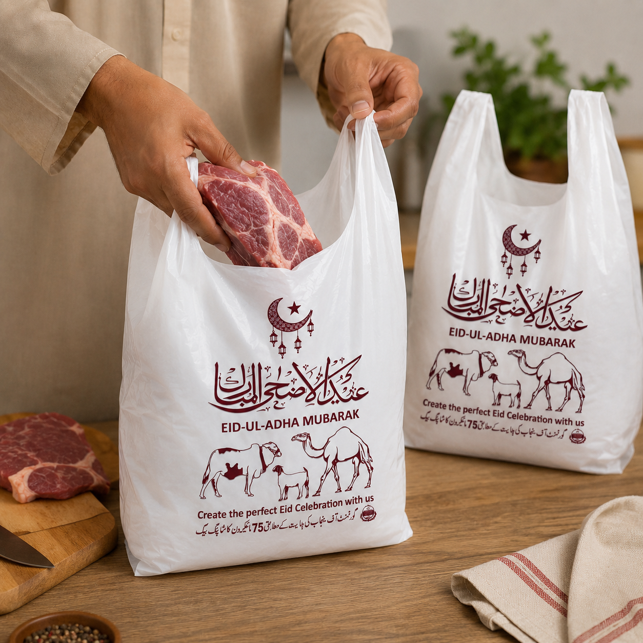 50 PCS 2KG Eid Shopper Bags – Medium Qurbani Meat Bags