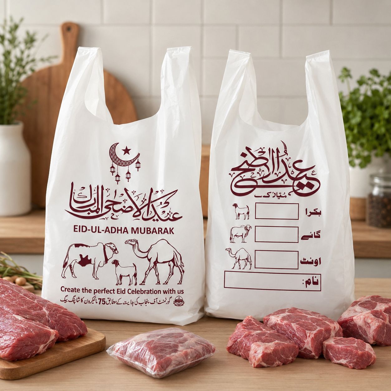 50 PCS 2KG Eid Shopper Bags – Medium Qurbani Meat Bags